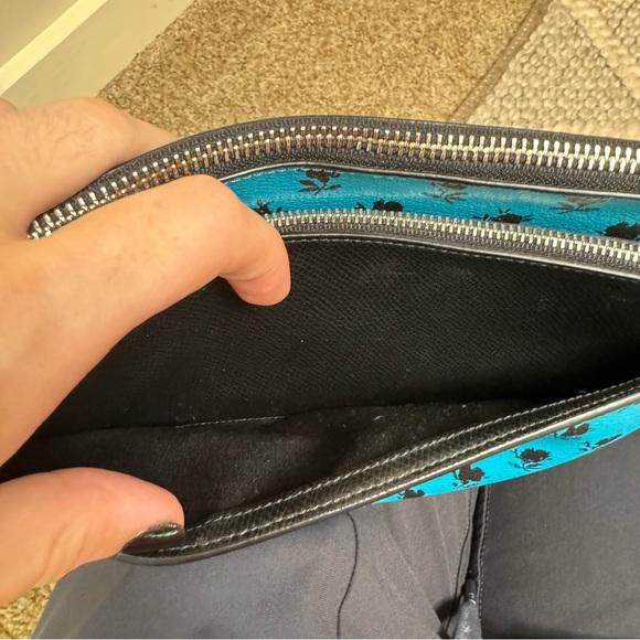 NWT! COACH Turquoise Black Floral East West Crossbody with Pop Up Pouch F38159 - Picture 6 of 8